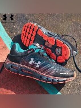 Under Armour Black Running Shoes with Teal Interior and Coral Soles